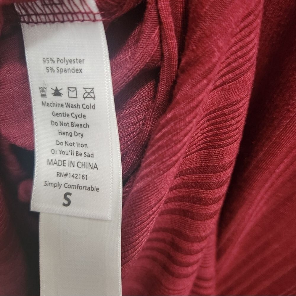 NWT LuLaRoe Chelsea TShirt Tee Shirt Dress Oversized Burgundy Wine Ribbed Size S - Picture 5 of 5